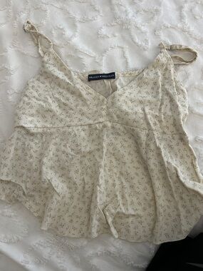 Brandy Melville Cream Floral Spaghetti Cami